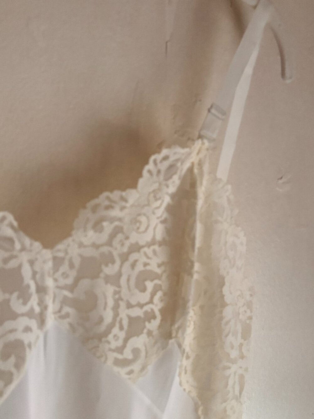 Vintage White Lace Slip Dress Adjustable Straps Lingerie Coquette Nightgown